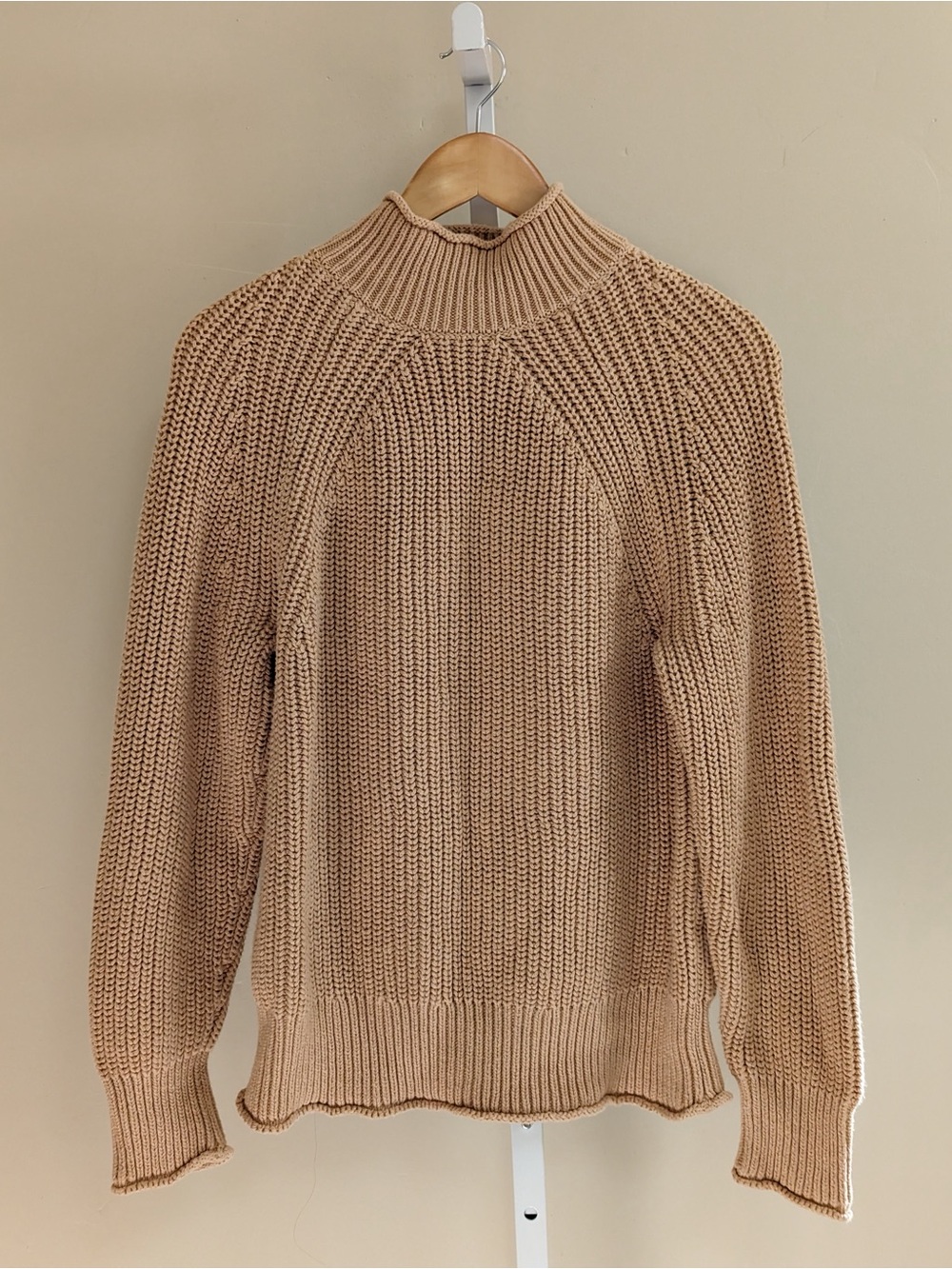 J.Crew Camel Chunky Cotton Mock Neck Sweater Women’s L Minimalist